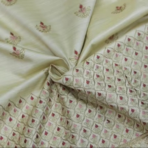 Soft Woven Poly Raw <b>Silk</b> <b>Fabric</b> Breathable Lightweight Abstract Flower Geometric Textile for Apparel Sewing and Home Textile - Product Image 5