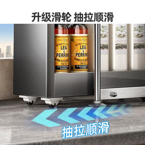 Étagère à condiments de cuisine Tiandiyu, armoire de rangement multi-niveaux avec porte en verre, design minimaliste en acier inoxydable pour utilisation sur comptoir - Product Image 5