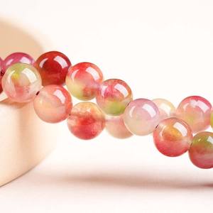 Jiuruiya ลูกปัดทรงพลอยคาลซิโดนีทรงกลมขัดเงาทรงหลวมทำจากคริสตัลสีแดงแตงโมอุปกรณ์เครื่องประดับ DIY กึ่งสำเร็จรูปเครื่องประดับจากโรงงานขายตรง - Product Image 4