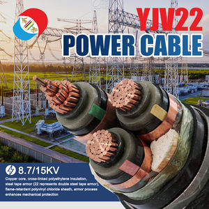 สายไฟฉนวนพีวีซี XLPE แรงดันไฟฟ้าปานกลาง8.7/15KV YJV สายไฟทองแดง3x95 YjV22สำหรับสถานีไฟฟ้าอุตสาหกรรม - Product Image 2
