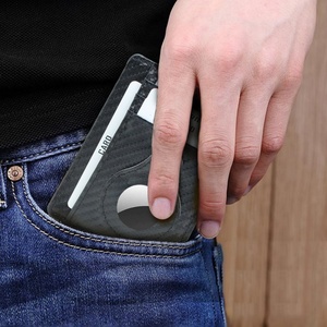 Boshiho Slim Card Holder Carbon Fiber Leather Carbon <b>Wallet</b> for airtag <b>RFID</b> Card Holder for Men - Product Image 6