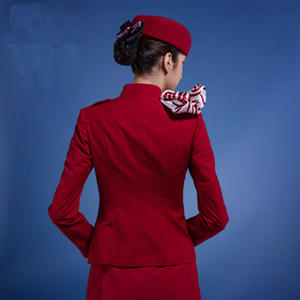 Uniforme <span class=keywords><strong>de</strong></span> Azafata <span class=keywords><strong>de</strong></span> Línea Aérea para Mujer, Falda y Chaqueta <span class=keywords><strong>de</strong></span> Algodón/Poliéster, con Gorro y Bufandas - Product Image 3
