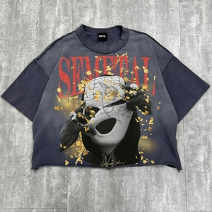 เสื้อยืดดีไซน์เนอร์ทรงบ็อกซี่ ผ้าถัก สไตล์สตรีทแวร์ ขายส่ง แบบโอเวอร์ไซส์ ขอบดิบ ล้างสีแบบแอซิด พิมพ์ลายตัวอักษร ทรงครอป ลายกราฟิก สำหรับผู้ชาย - Product Image 1