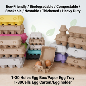 Plateau à œufs en pulpe moulée de haute qualité, personnalisable, biodégradable, en pulpe de papier/bagasse de canne à sucre, qualité alimentaire, compatible micro-ondes, pour œufs de ferme - Product Image 1