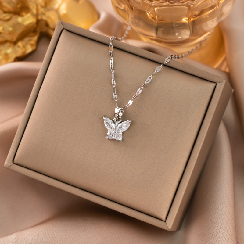 Papillon de cristal argent