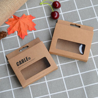 Boîte en papier kraft brun pliable personnalisée à bas prix, boîte pour chargeur de téléphone portable, boîte d'emballage pour câble USB avec fenêtre
