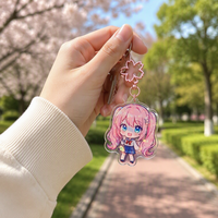 Porte-clés en acrylique personnalisé, dessin animé, holographique, double face, imprimé UV, fille manga mignonne, forme unique, léger