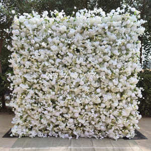 DKB Factory 5d personalizado de alta calidad Rosa Blanca seda enrollable Pared de flores 8ft * 8ft fondo de pared de flores - Product Image 1