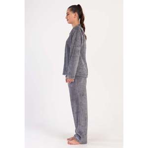 KADIN J.ULTRASOFT O YAKA DUSUK OMUZLU UZUN KOL CEPLI PIJAMA TAKIM - สีฟูเม่ - สีฟูเม่ - Product Image 2