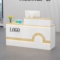 QT-223X Comptoir de réception lumineux incurvé moderne et minimaliste en panneau artificiel de 100 cm pour magasins de vêtements et instituts de beauté