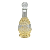 Carafe en verre grande capacité, bouteille en verre doré avec dentelle en acier, vase, flacons de parfum de bonne qualité
