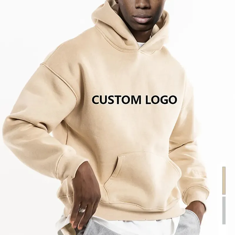 High Quality Cotton French Terry Oversize Hoodie Thick Fleece Drop Shoulder Plain Blank Custom Men's Hoodies And Sweatshirts