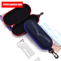 Étui carré en jean doux personnalisé avec logo et couleur, fermeture éclair, pour lunettes optiques de haute qualité, impression sur tissu pour myopie, vente en gros