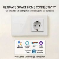 Interrupteur intelligent WiFi UBARO 157 Type, prise standard européenne, verre trempé, IP20, commande à distance par application murale, Google Assistant, Alexa Voice