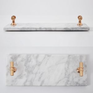 Đá Cẩm Thạch hiện đại tay khăn khay cho phòng tắm nến thơm trang trí khay Vanity trang sức khay với Vàng xử lý - Product Image 3