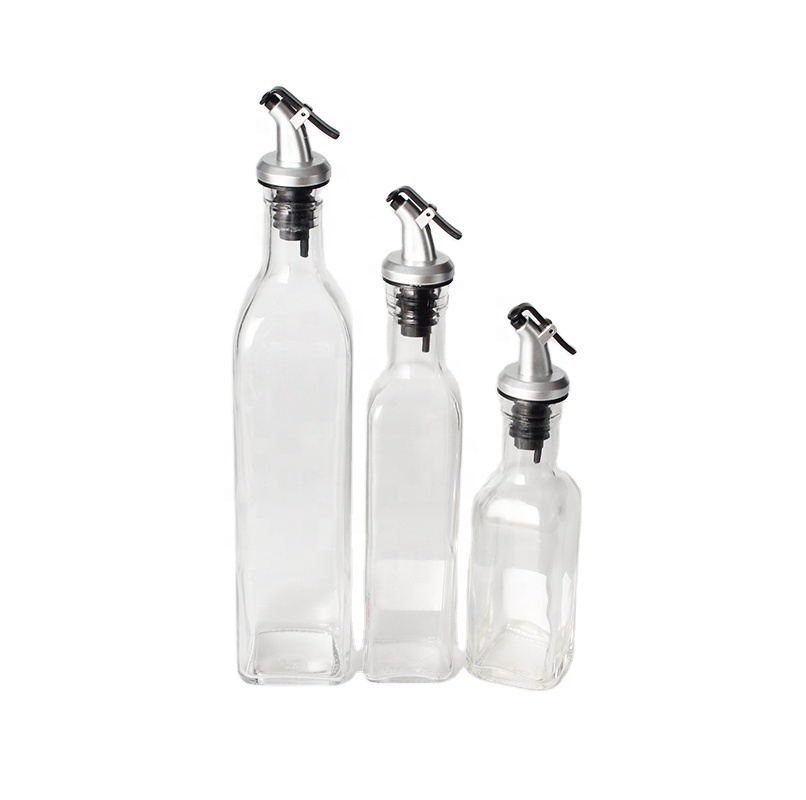 150 250 500ml Square Glass Olive Oil Bottle Vinegar Saude Bottle For Oiler Cruet Condiment Packing