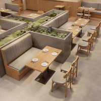 Ensemble de tables et banquettes pour restaurant, table à manger en bois massif, canapé en cuir PU, design d'intérieur commercial pour café et hôtel