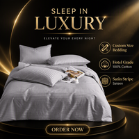 Parure de lit rayée en satin 100 % coton, taille personnalisée, couleurs multiples, ensemble de housse de couette jacquard, drap-housse pour hôtel à poches profondes