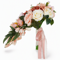 Bouquet de mariée cascade rose poudré, style européen, artificiel, en forme de larme, fleur de mariée élégante, décoration florale, bouquet de mariage