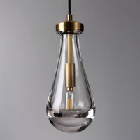 Luminaire suspendu en verre cristal avec finition en métal bronze pour la décoration intérieure, lampe suspendue en forme de larme