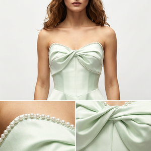 Robes de soirée longues de luxe pour demoiselles <span class=keywords><strong>d</strong></span>'<span class=keywords><strong>honneur</strong></span>, personnalisées, vert sauge, en satin, avec dentelle moderne, coupe trapèze, fente latérale, fabrication OEM ODM - Product Image 2