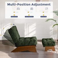 MAXYOYO Fauteuil d'appoint moderne avec cadre en bois, repose-pieds capitonné et dossier réglable, ensemble confortable pour salon