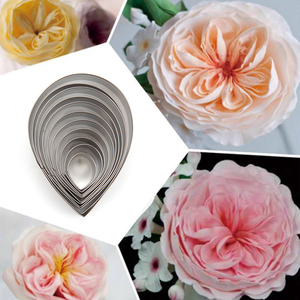 Moldes para cortar galletas de acero inoxidable, 11 Uds., moldes para Fondant en forma de lágrima, molde para cortar hojas de simulación de flores de azúcar en inglés # 0958N - Product Image 4
