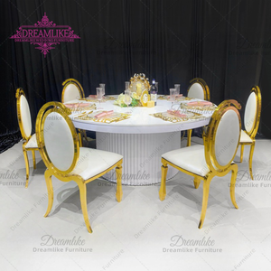 Table ronde de meubles de mariage en fer blanc onirique avec dessus en MDF pour salles de banquet et salles à manger d'hôtel - Product Image 3