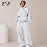 Ensemble de survêtement décontracté surdimensionné pour femme, imprimé et brodé, 2 pièces, pantalon large en coton, haut à capuche – Fabricant