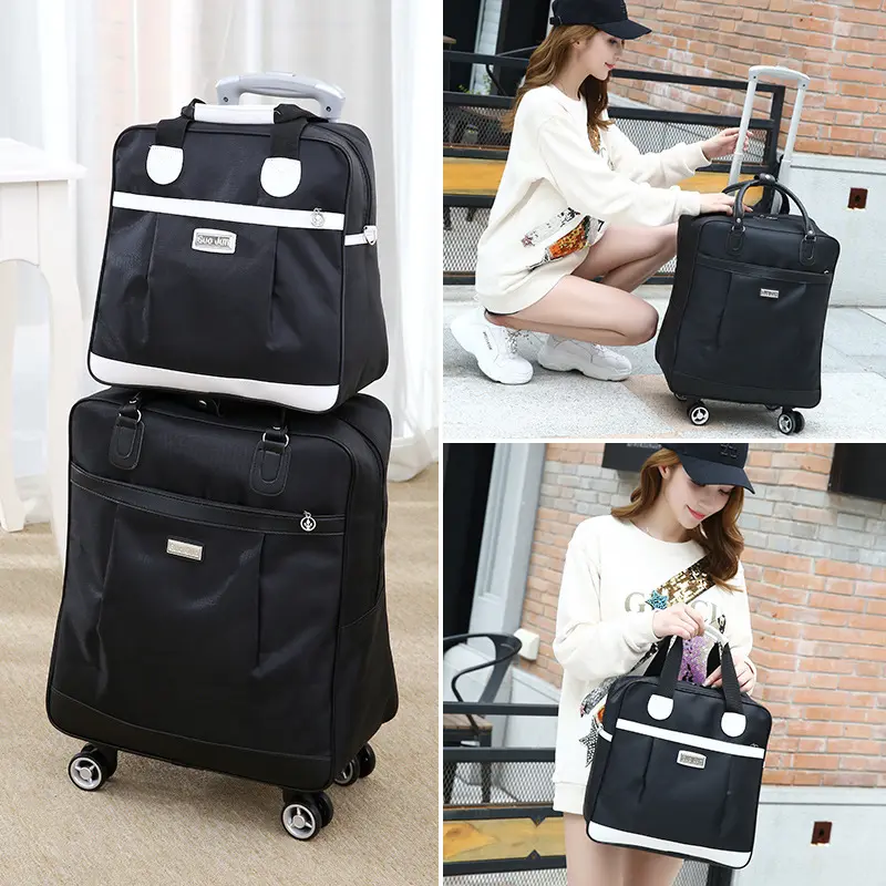 Two-Piece Trolley With Wheels 2021 Men And Women Large-Capacity Luggage Travel Bag Large Capacity Folding Trolley Bag