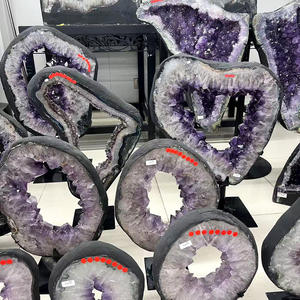Vente en gros pendentif tranche géode améthyste naturelle pierres de guérison améthyste grappe géode cathédrale pour la décoration de la maison - Product Image 3