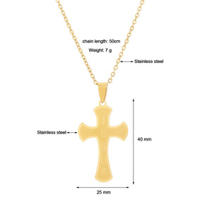 Nouveau <span class=keywords><strong>scapulaire</strong></span> chrétien catholique religieux argent plaqué or en acier inoxydable chaîne jésus croix pendentif collier pour femmes hommes - Product Image 3