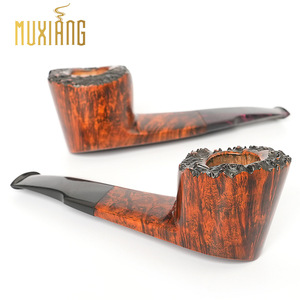 Muxiang Wooden Tobacco Pipe Briar Wood Straight Shape With Burl 3mm Filter Men's Smoking Accessory - Product Image 1