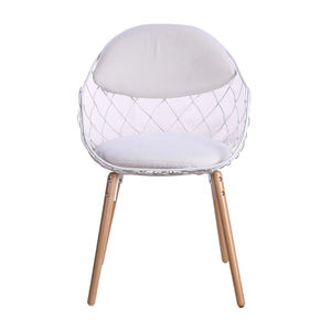 無料サンプル ラーセン ラウンジルーム フレンチスタイル グレー ラップ アイアン ラウンド ロイヤル ステンレススチール製 PVC ダイニングチェア 10脚セット - Product Image 2