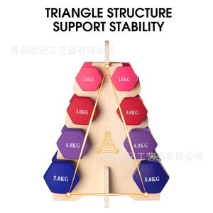 Wooden <b>Dumbbell</b> Storage Rack 3 Tier Portable Gym Equipment Organizer Indoor Use - Product Image 5