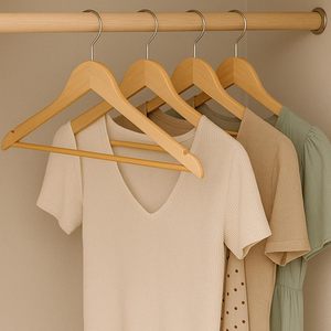 Cintre en bois massif de qualité supérieure, antidérapant, pour gagner de la place dans les magasins, supermarchés, salles de bain et utilisation en extérieur - Product Image 2