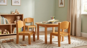 Chaise en bois Montessori pour enfants, en contreplaqué de hêtre, siège de maternelle, couleur hêtre naturel, structure fixe, mobilier préscolaire - Product Image 6