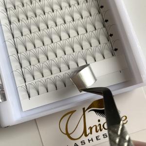 Extensions de cils en éventail pré-fabriquées 3D 4D 5D 6D 7D 8D 9D 10D en gros, base pointue, tige courte, PBT coréen, 0,05 0,07 mm - Product Image 4