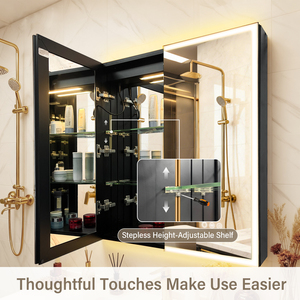 <span class=keywords><strong>Armoire</strong></span> à miroir LED à double porte personnalisable, anti-buée, 3 températures <span class=keywords><strong>de</strong></span> couleur, éclairage intérieur, <span class=keywords><strong>prise</strong></span> USB pour rasoir - Product Image 5