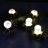 Lampu Lilin Laba-laba Halloween LED Lilin Plastik Lampu Bercahaya Penambah Suasana Dekoratif Lampu Malam Kecil untuk Dalam Ruangan
