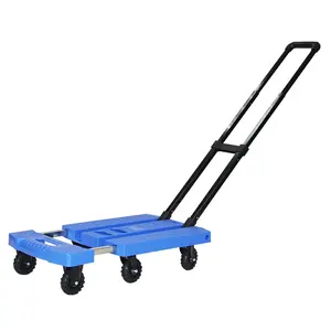 100Kg 6 Wielen Opvouwbare Bagageplatform Trolley Leveranciers Inklapbare Handtruck Dolly Cabriolet Voor Huishouden