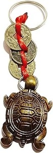 Vintage <b>Brass</b> Turtle Keychain with Chinese Coins Feng Shui Symbol of Luck and Prosperity Offset Printed - Product Image 2