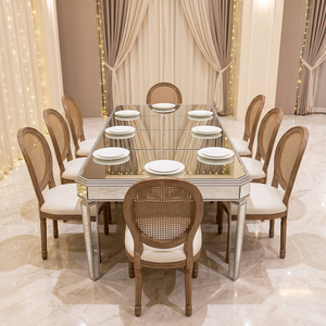 Rental Glass Silver Modern Mirrored <strong>Foldable</strong> <strong>Dining</strong> <strong>Table</strong> for Apartment Wedding Event Restaurant Hotel Parties - Product Image 1