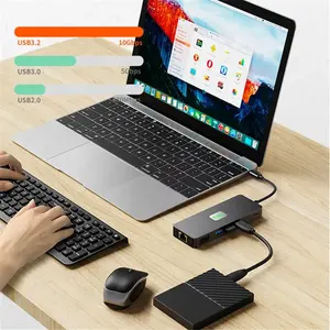 Station d'accueil <span class=keywords><strong>11</strong></span> en 1 Hub USB 3.2 MST HDMl DP 4K 60Hz VGA 1000M RJ45 Extension Type C USB-C Type PD100W Concentrateur de station d'accueil - Product Image 4