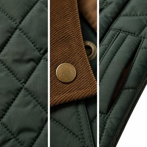 Blazer Acolchado Estilo Campestre Británico para <span class=keywords><strong>Mujer</strong></span>, 280GSM, Cuello de Pana, Botones de Latón, Logotipo Personalizado OEM, Venta al Por Mayor - Product Image 2