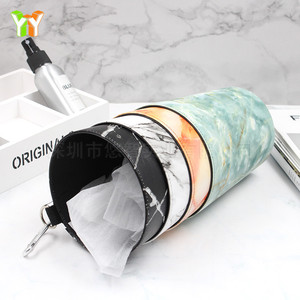 Nordic style <b>desktop</b> leather trash can, mini portable car/car hanging wastebasket, lidless bedroom storage <b>bin</b>. - Product Image 2