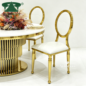 Silla de Comedor de Acero Inoxidable con Respaldo de Acrílico Transparente para Bodas - Product Image 3