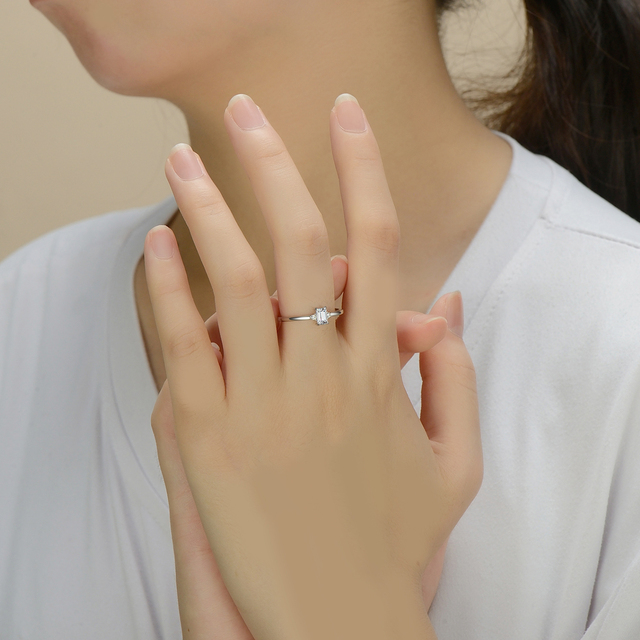 925 Sterling Silver Classic Simple Rectangle CZ Rings Earrings Link Chain Pendant Necklace for Women Wedding Fine Jewelry Sets