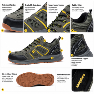 Scarpe Antinfortunistiche da Uomo Antiscivolo, Antiurto, Antiperforazione con Punta in Acciaio, Tomaia in Microfibra a Rete e Suola in Gomma - Product Image 4