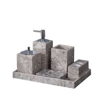Dropshipping Shopify Marble 5 Pce Bath Set Lavabo 4 Pce Set W/ Hand Wash Bottle Tissue Box Tray Parfaitement assorti Ensemble.